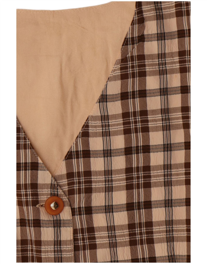 Vestă vintage pentru femei UK 12 Medium Beige Check
