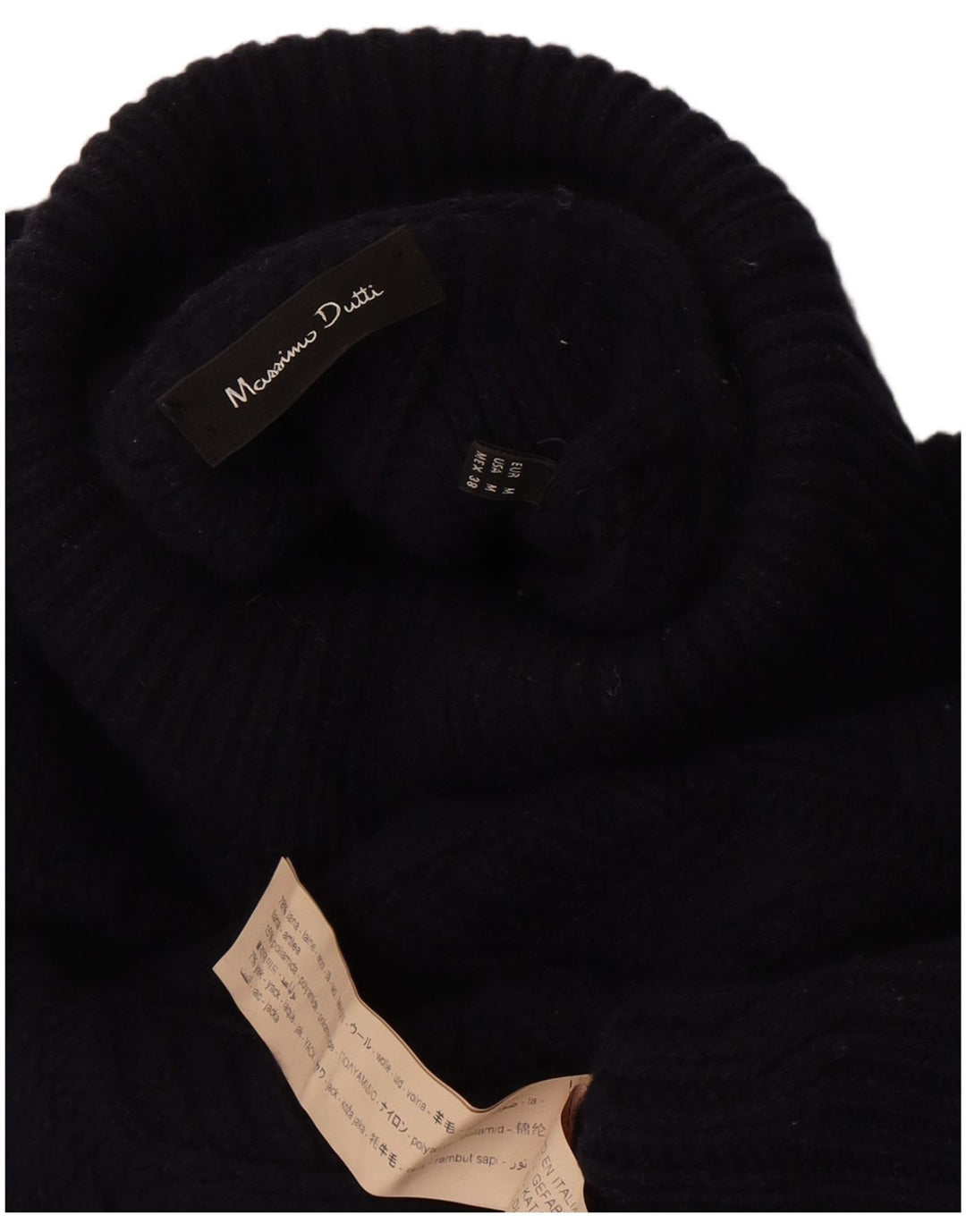 Pulover pentru femei Massimo Dutti cu gât rulat, UK 14 Mediu Lână bleumarin