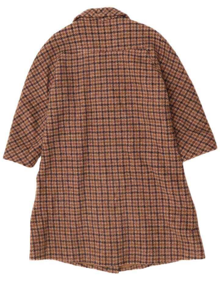 Palton dublu pentru femei vintage UK 12 maro mediu Houndstooth