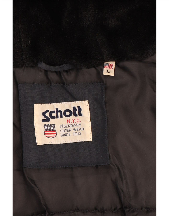 Jachetă duffle cu glugă Schott pentru bărbați UK 40 mare bleumarin
