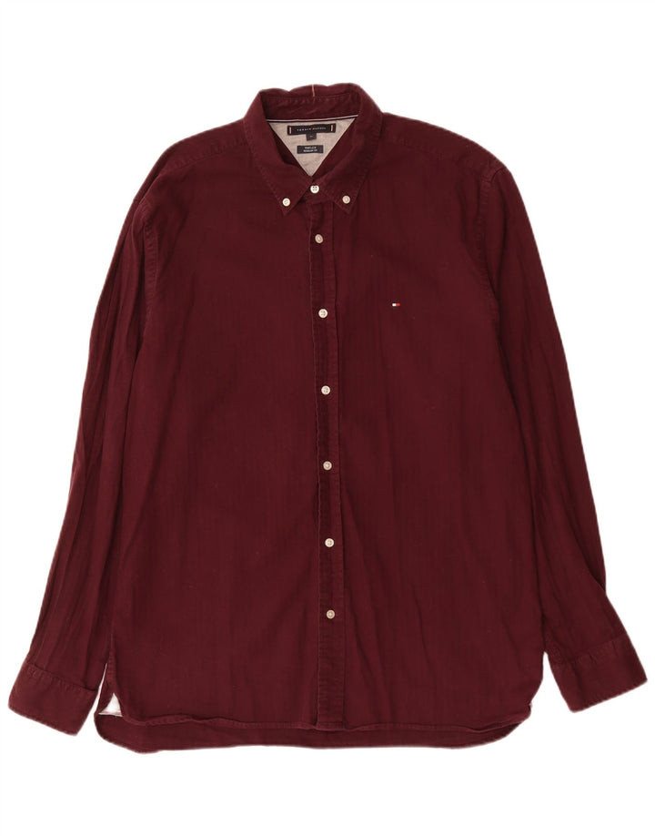 Cămașă TOMMY HILFIGER pentru bărbați, XL, bumbac maro
