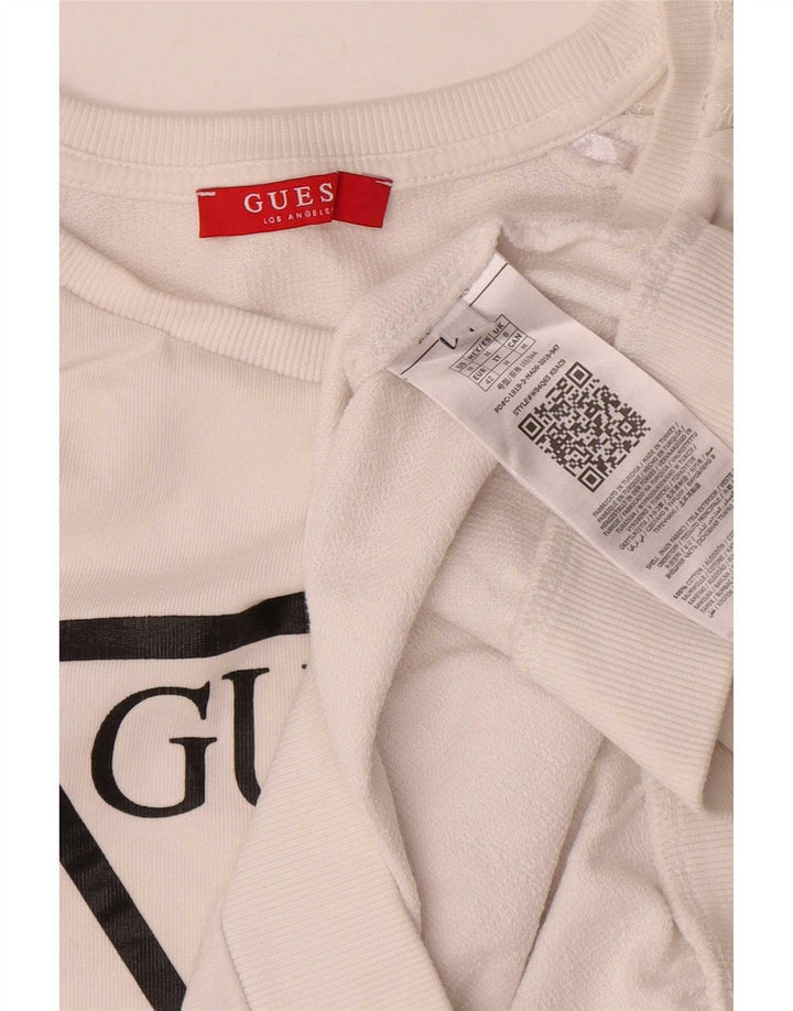 Guess Pulover cu grafic pentru femei UK 8 Poliamidă albă mică