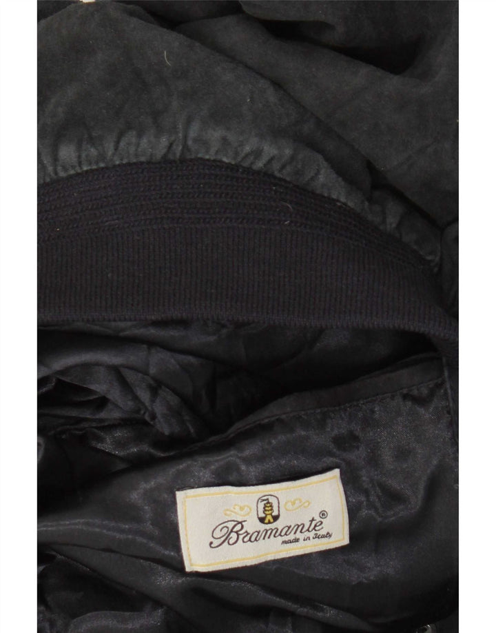 Bramante Mens Suede Bomber Jacket IT 48 Medium Black Leather