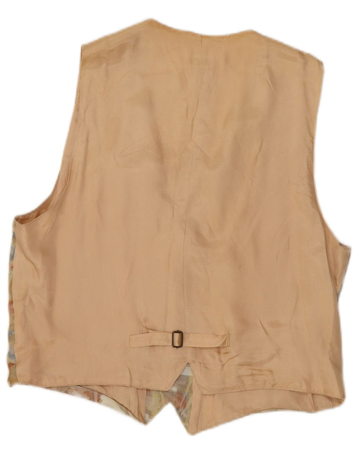 Vestă vintage pentru femei UK 18 XL poliester geometric bej