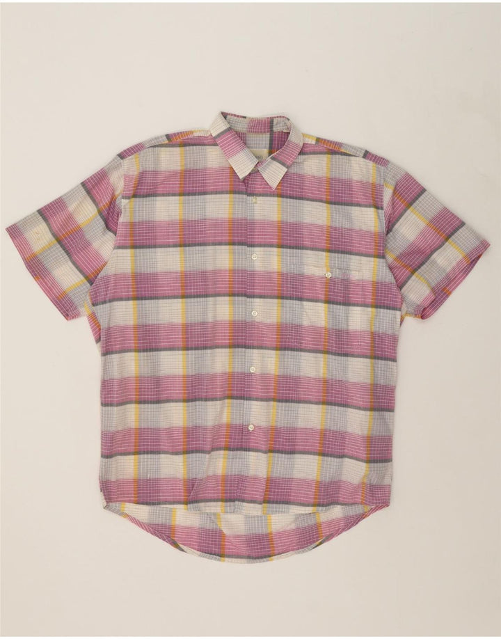 ELLESSE Mens Short Sleeve Shirt Large Pink Check Cotton Vintage Ellesse and Second-Hand Ellesse from Messina Hembry 