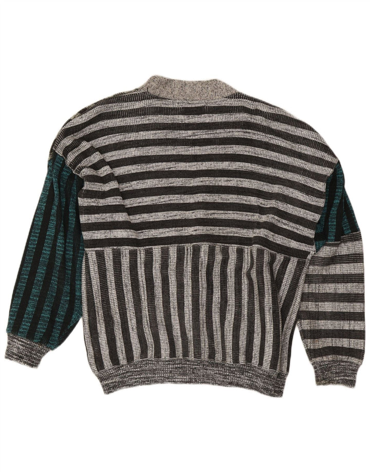 Pulover cardigan pentru bărbați La Squadra, bumbac cu dungi gri mari