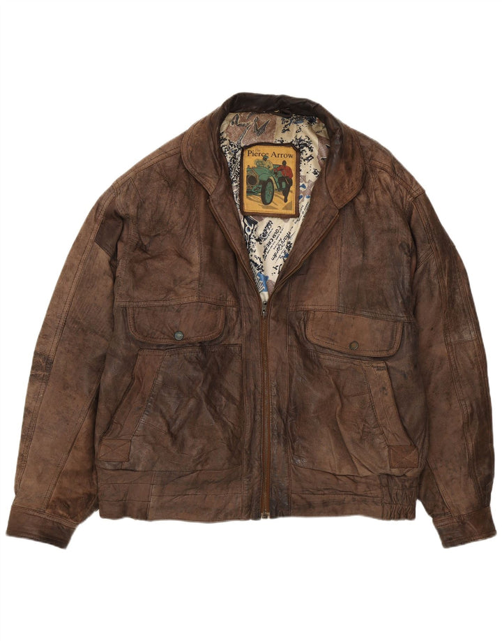 Jachetă din piele pentru bărbați Pierce Arrow IT 56 3XL din piele maro