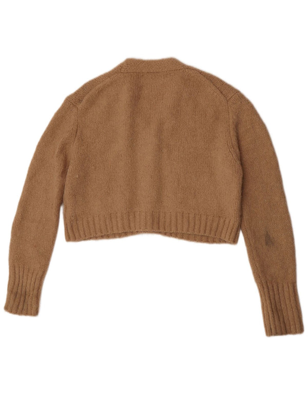 Pulover cardigan pentru femei Zara UK 14 Medium Beige Lână de alpaca
