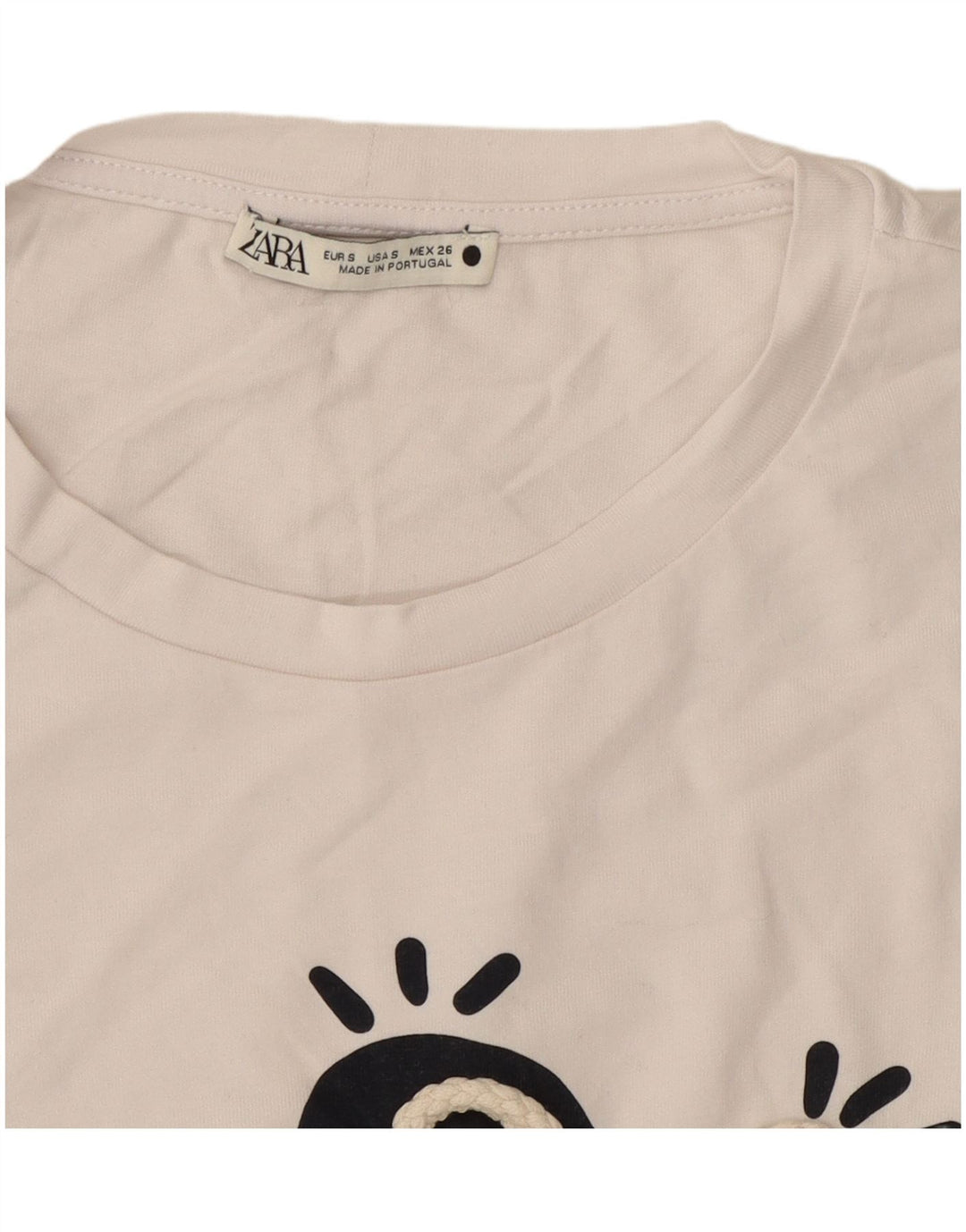 Tricou grafic ZARA pentru femei Top UK 10 Small White Bumbac