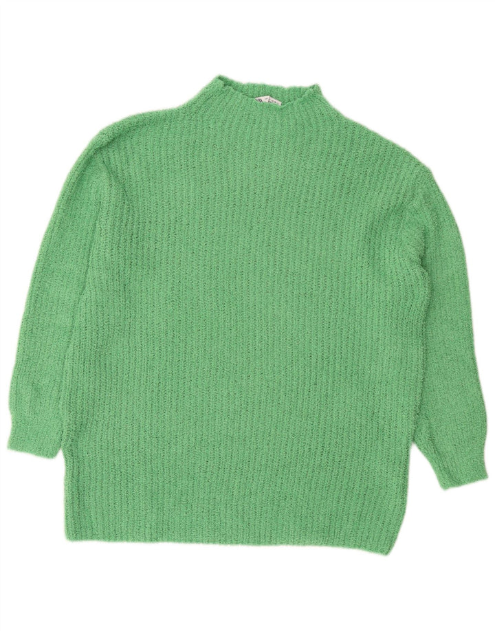 Pulover pentru femei cu gât țestoasă Zara UK 10 Poliester verde mic