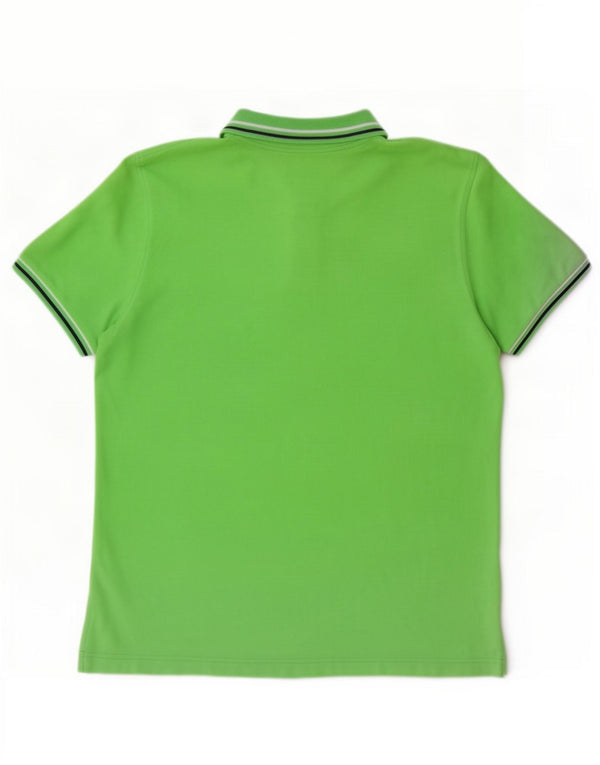 Lotto Mens Polo Shirt XL Green Striped Cotton