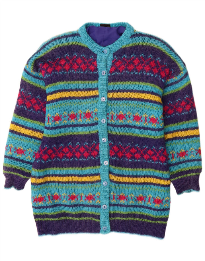 Pulover Cardigan Vintage pentru Damă UK 14 Medium Multicolor Fair Isle