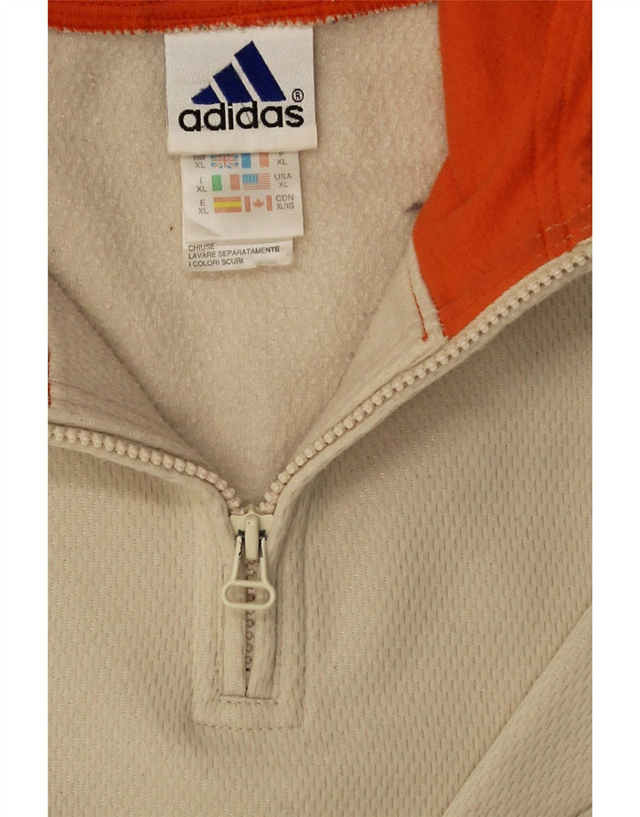 Adidas pentru bărbați, cu fermoar și gât, pulover XL poliester bej