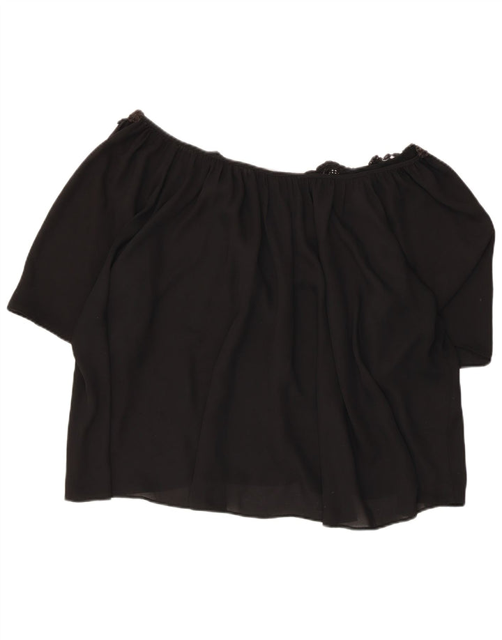Top Crop oversize pentru femei Zara UK 16, mare, negru, floral