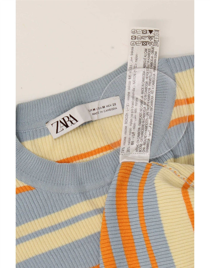 Bluză Crop Top Femei Zara UK 12 Mediu Multicolore, Viscoză cu dungi