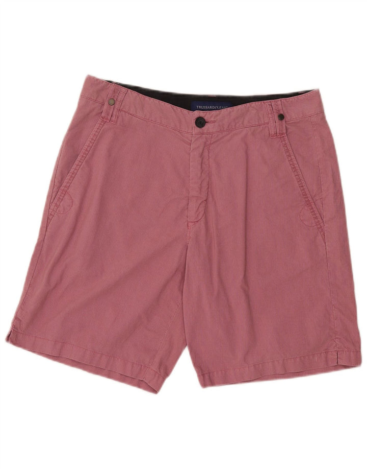 TRUSSARDI Mens Chino Shorts IT 48 Medium W32 Pink Pinstripe