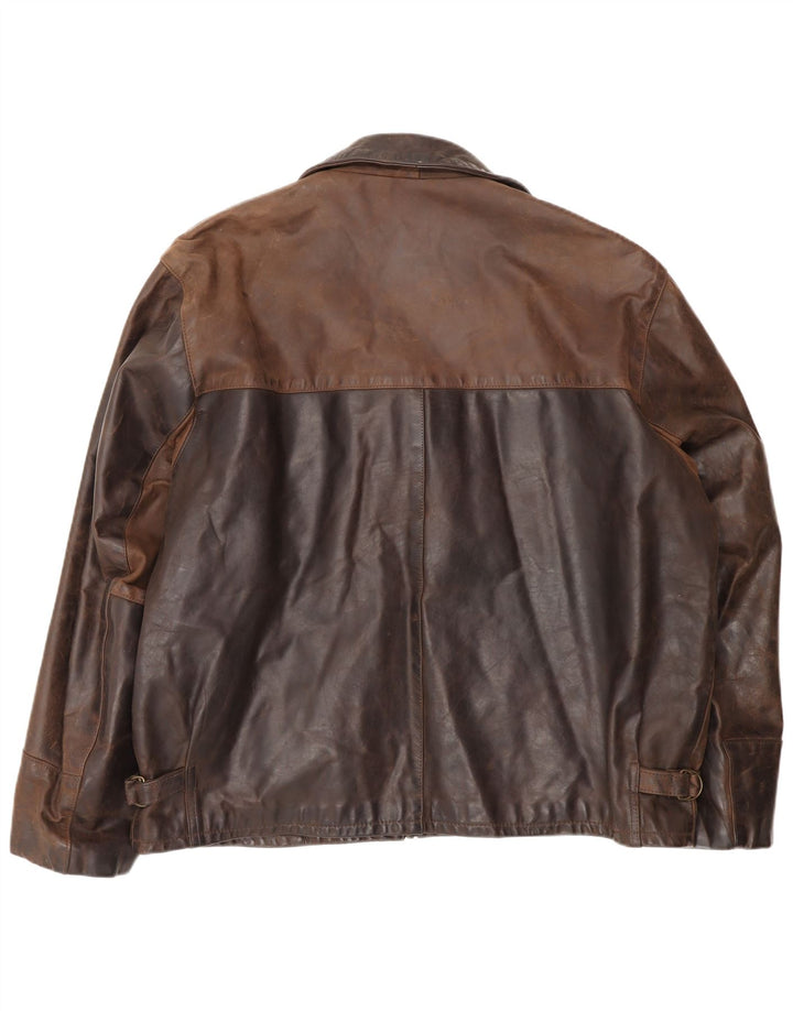 Jachetă de piele vintage pentru bărbați UK 44 2XL maro