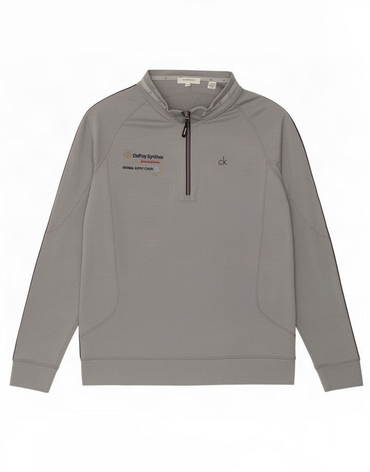 Top de trening Calvin Klein pentru bărbați, cu fermoar și gât, mare, gri