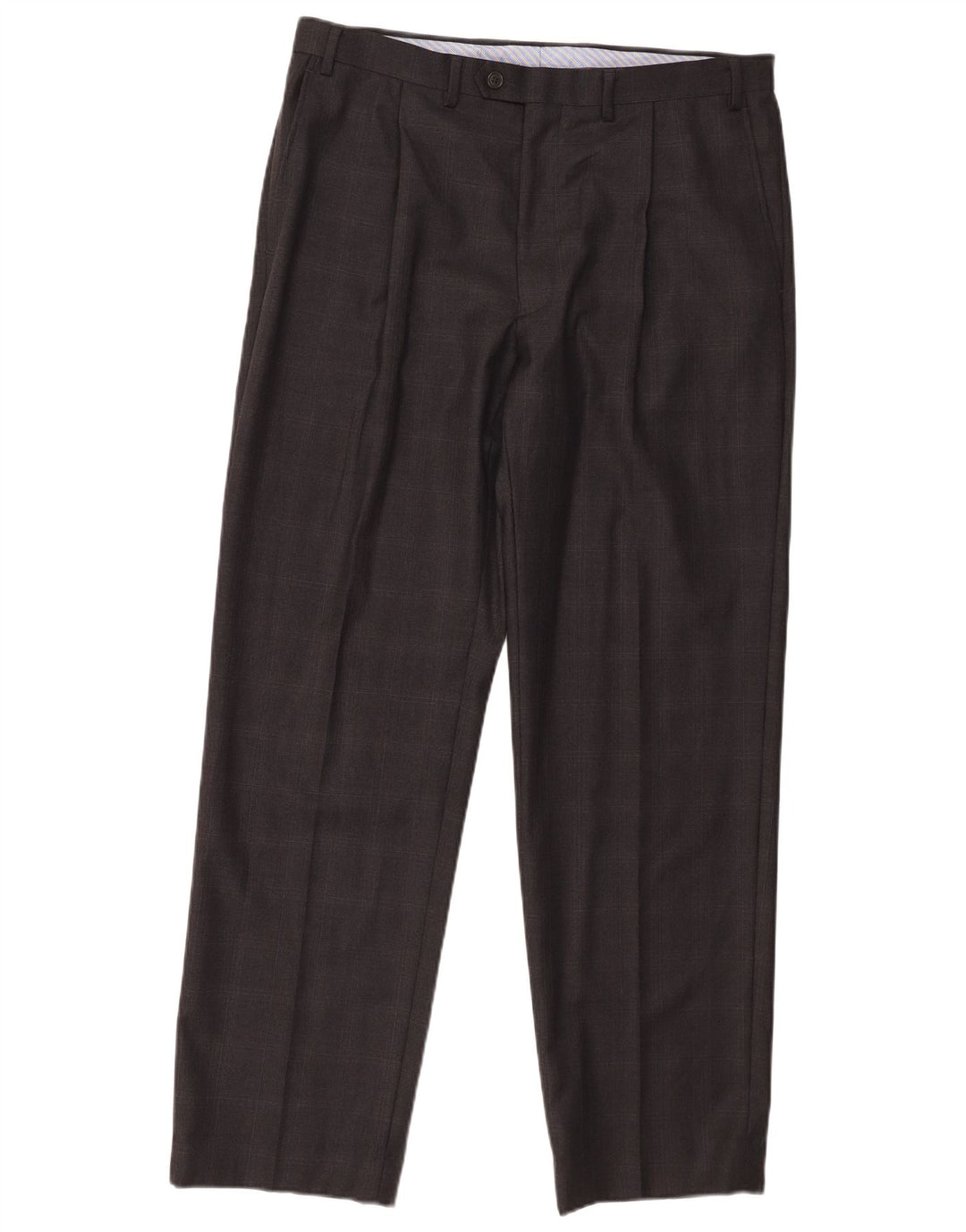 Marks & Spencer Pantaloni drepți pentru costum pentru bărbați L36 L31 Lână nouă cu carouri gri