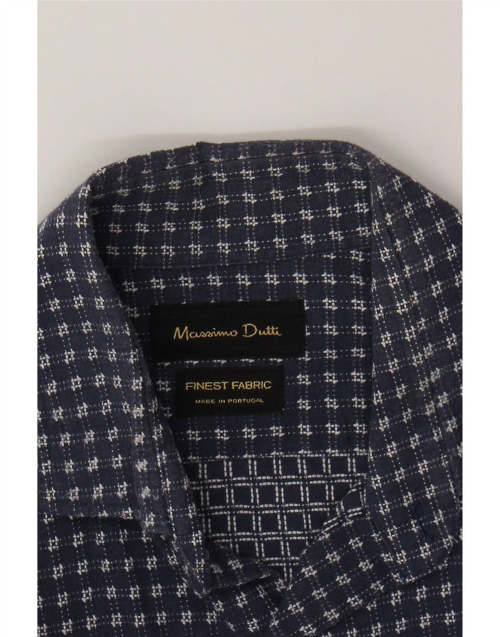 MASSIMO DUTTI Mens Shirt Small Navy Blue Check Vintage Massimo Dutti and Second-Hand Massimo Dutti from Messina Hembry 