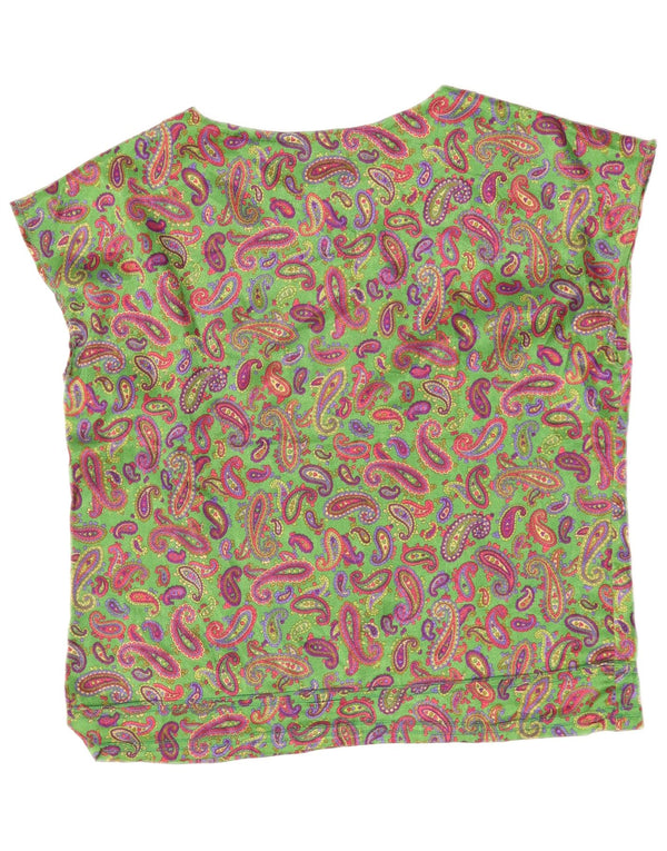 Bluză vintage fără mâneci pentru femei UK 16 Large Green Paisley