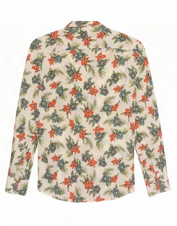 Cămașă Benetton pentru bărbați, mare, alb, floral din bumbac