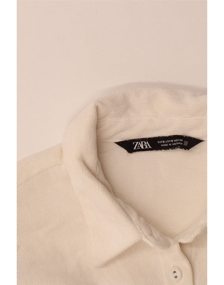 Cămașă oversize din velur pentru femei Zara UK 10 Poliester alb mic