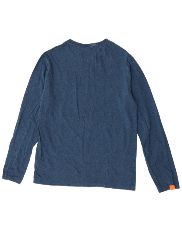 Top pentru bărbați Superdry cu mânecă lungă, mediu, bleumarin, bumbac