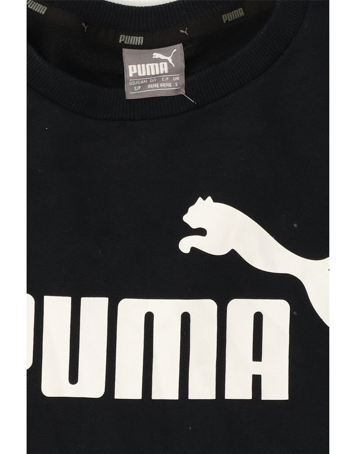 PUMA Mens Graphic Sweatshirt Jumper Small Black Cotton Vintage Puma and Second-Hand Puma from Messina Hembry 