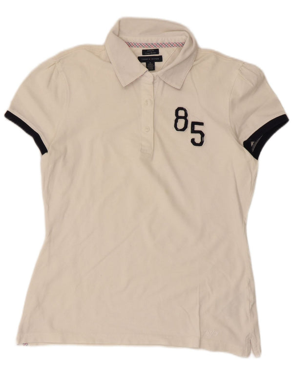 Tricou polo cu grafic pentru femei Tommy Hilfiger UK 12 Medium White Colorblock