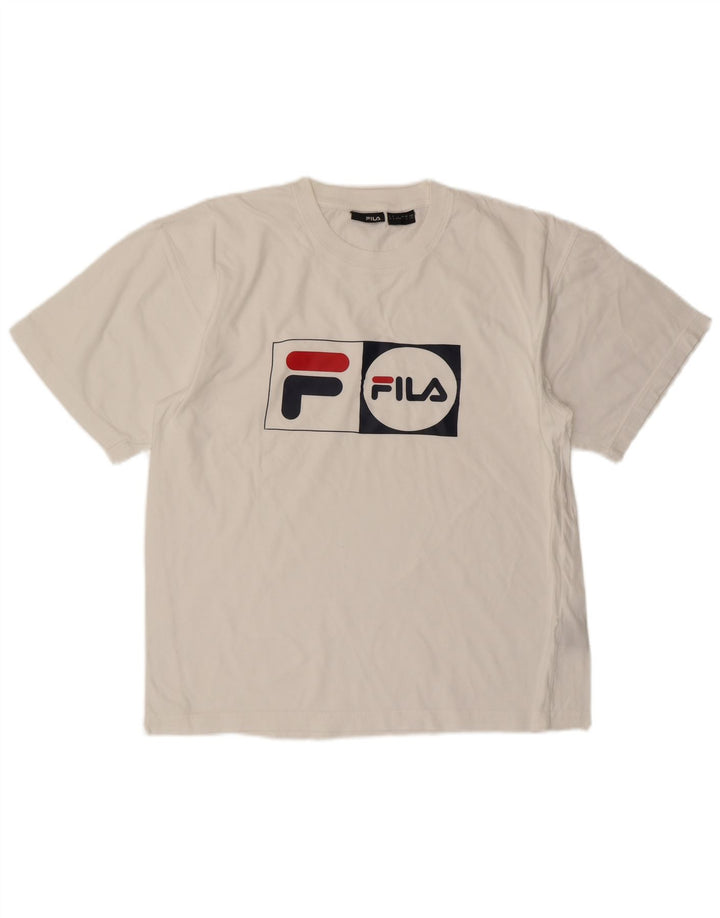 FILA Mens Graphic T-Shirt Top Large White Cotton