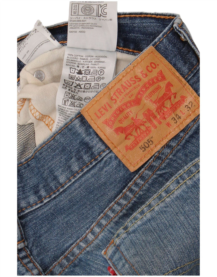 Blugi drepti pentru bărbați Levi's 505 W34 L32 Bumbac albastru