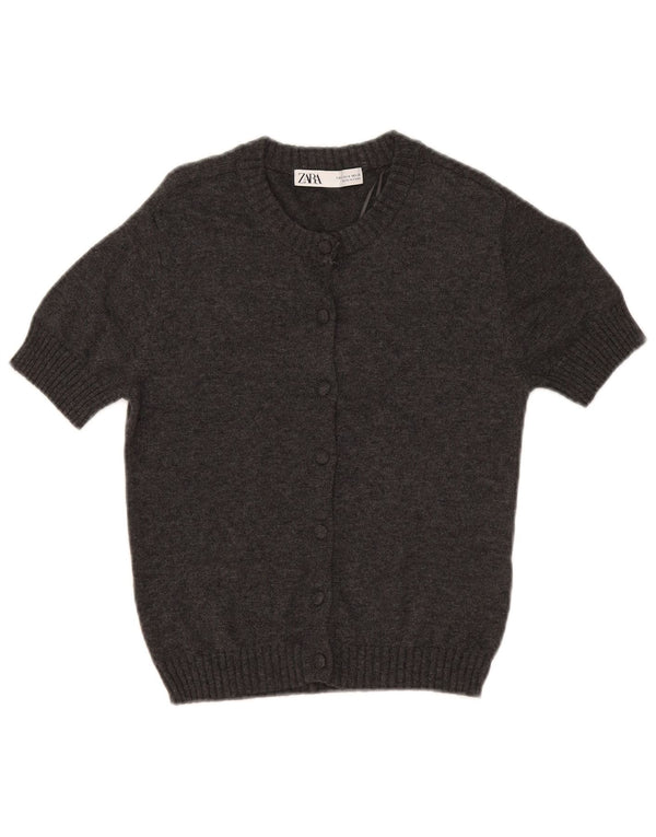 Pulover cardigan cu mânecă scurtă pentru femei Zara UK 10 Bumbac gri mic