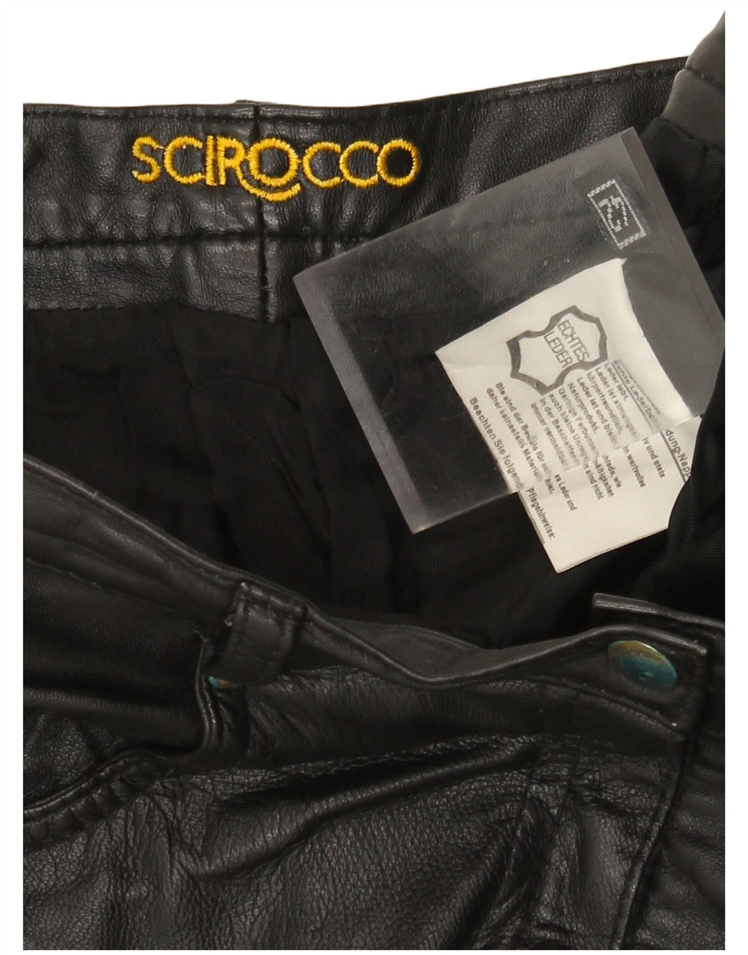 Pantaloni de piele conici pentru femei Scirocco IT 42 Medium W30 L29 Piele neagră
