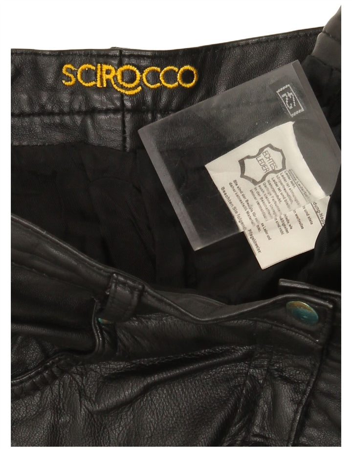 Pantaloni de piele conici pentru femei Scirocco IT 42 Medium W30 L29 Piele neagră