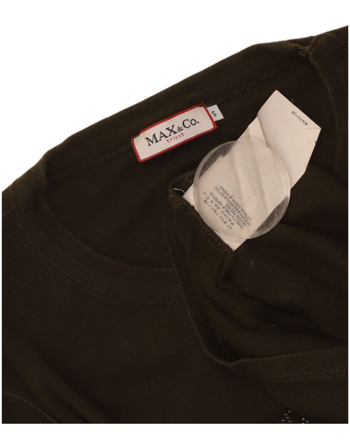Max & Co. Top grafic pentru femei cu mânecă lungă UK 8 mic bumbac kaki