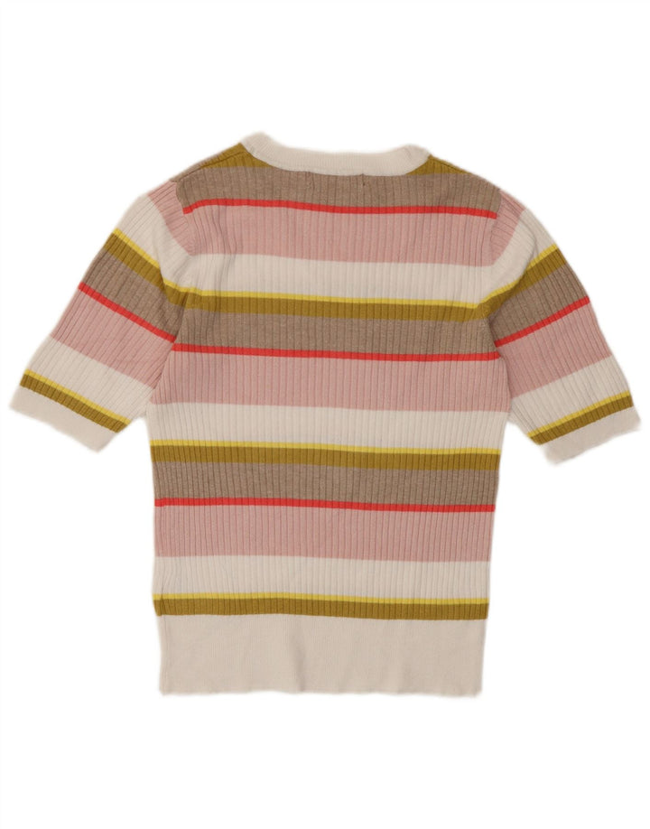 Tricou Crop pentru femei Marks & Spencer, Marea Britanie 10, cu dungi mici, multicolore