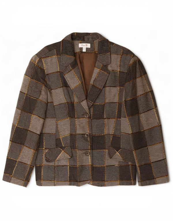 Sacou blazer pentru femei Oscar B cu 3 nasturi UK 20 2XL Gri poliester mozaic