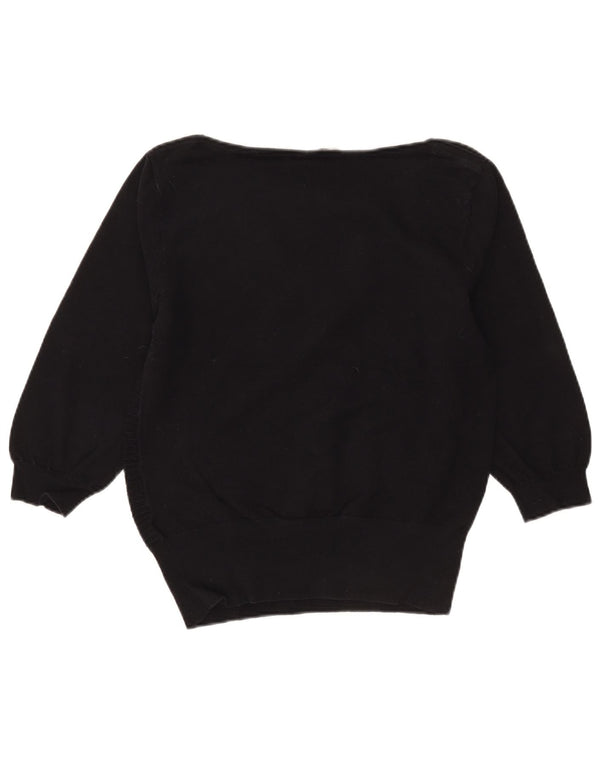 Pulover pentru femei Oasis, cu mâneci 3/4, cu gât de barcă, UK 14, mare, cu dungi negre