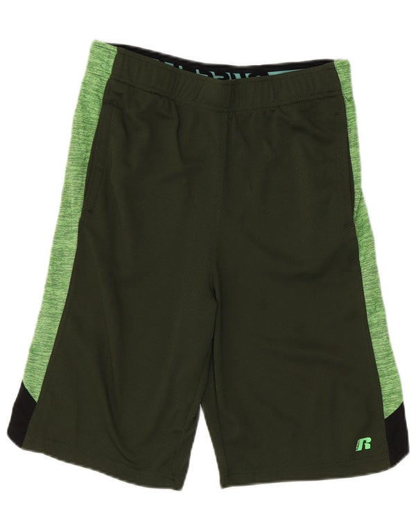 Pantaloni scurți sport Russell Athletic pentru băieți 14-15 ani XL Kaki Colorblock