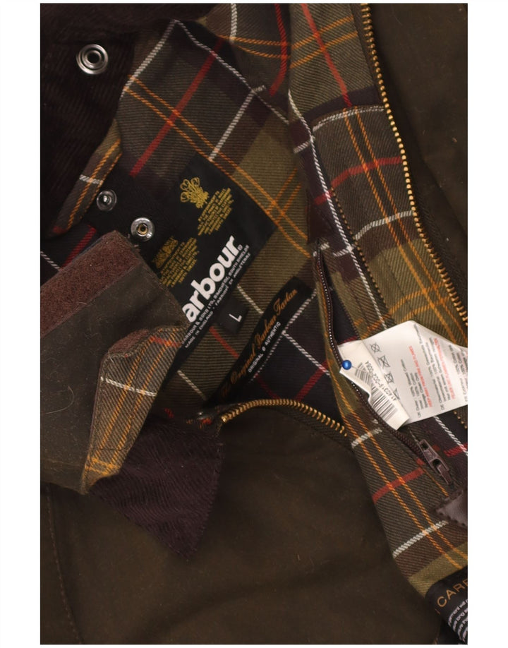 Jachetă Barbour pentru băieți, bumbac cerat, cu glugă, 7-8 ani, mare kaki