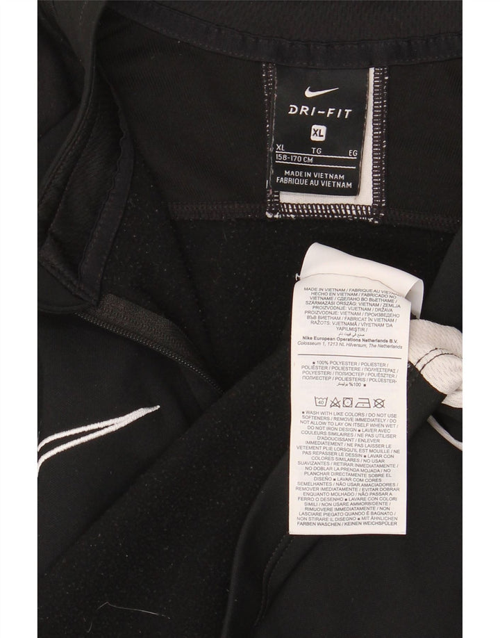 Nike Băieți Dri Fit Zip Neck Pullover Trening Top 13-14 Ani XL Negru