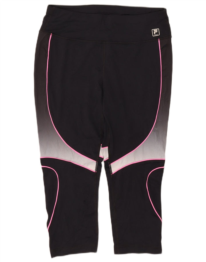 Leggings Capri Fila pentru femei UK 14, mare, negru, poliester color bloc