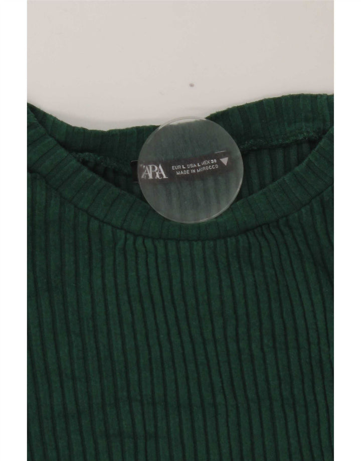 Crop Top pentru femei Zara cu mânecă lungă UK 14 mare verde