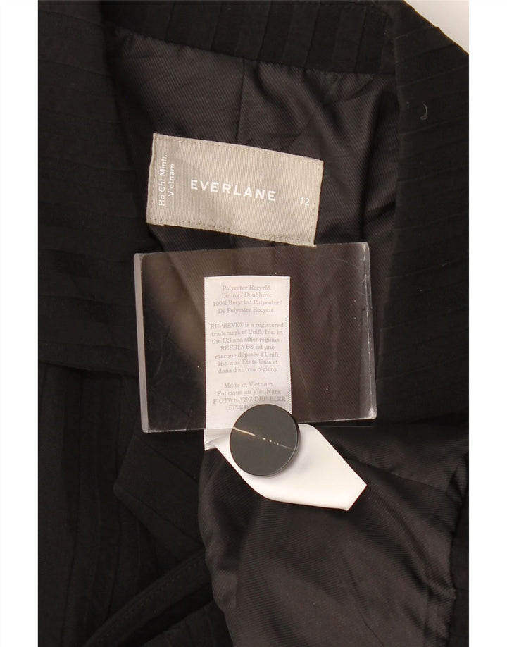 Everlane Jachetă Blazer pentru femei la dublu piept US 12, mare, neagră, cu dungi