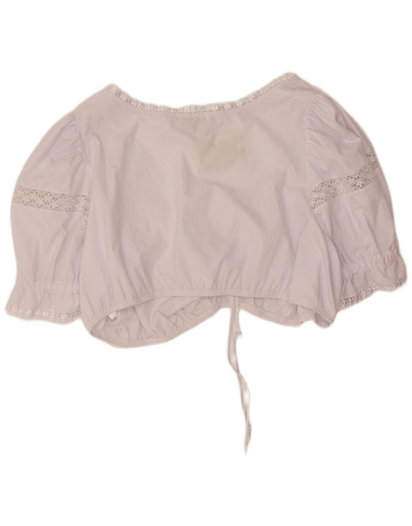 Crop Top Vintage pentru Damă IT 56 4XL Bumbac Floral Alb