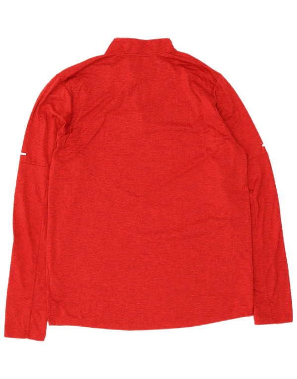 Top de trening pentru bărbați Dri Fit, cu fermoar și gât, pulover, roșu mediu