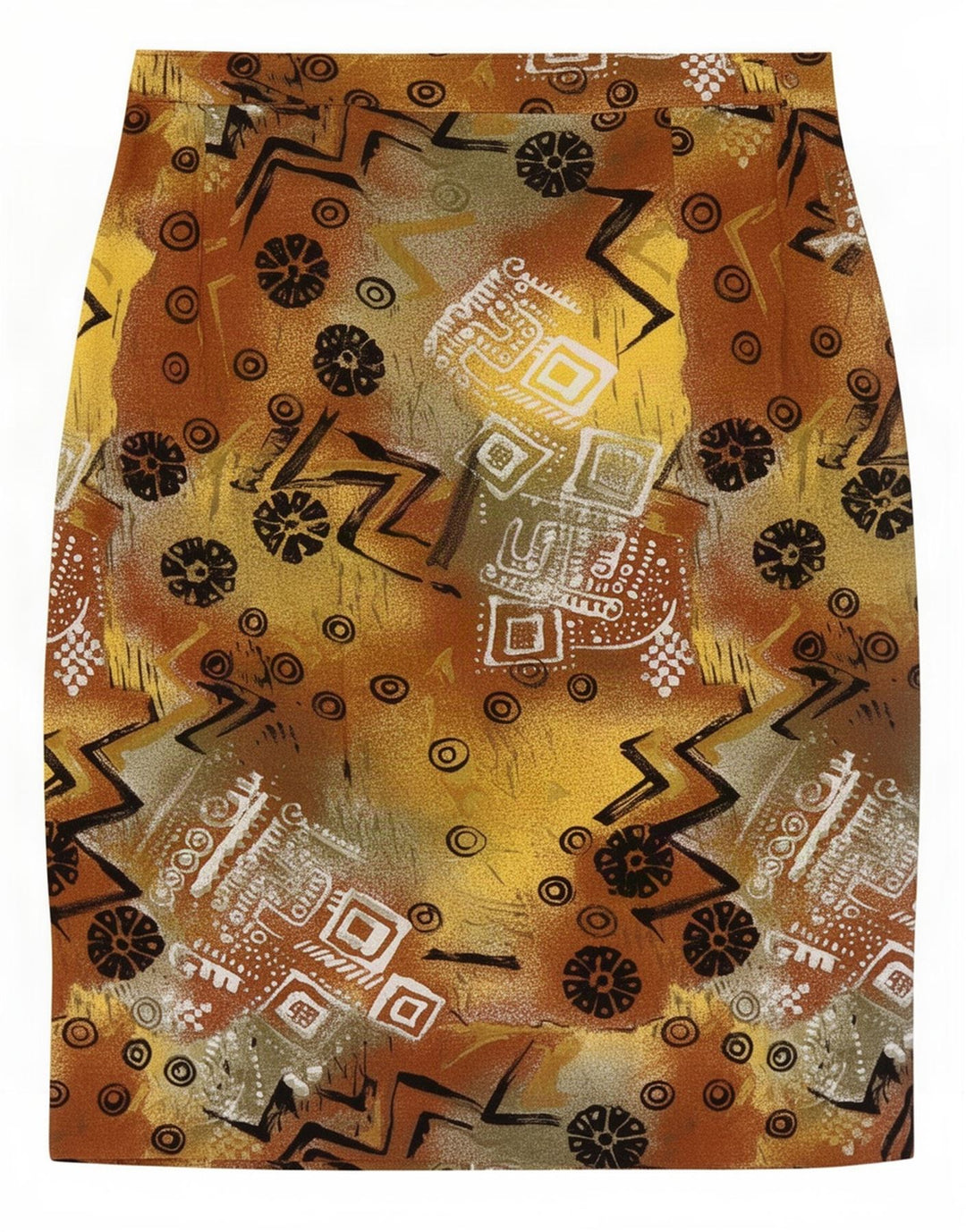 Fusta Dreaptă Damă Vintage Model Abstrac Mare W32 Multicoloră