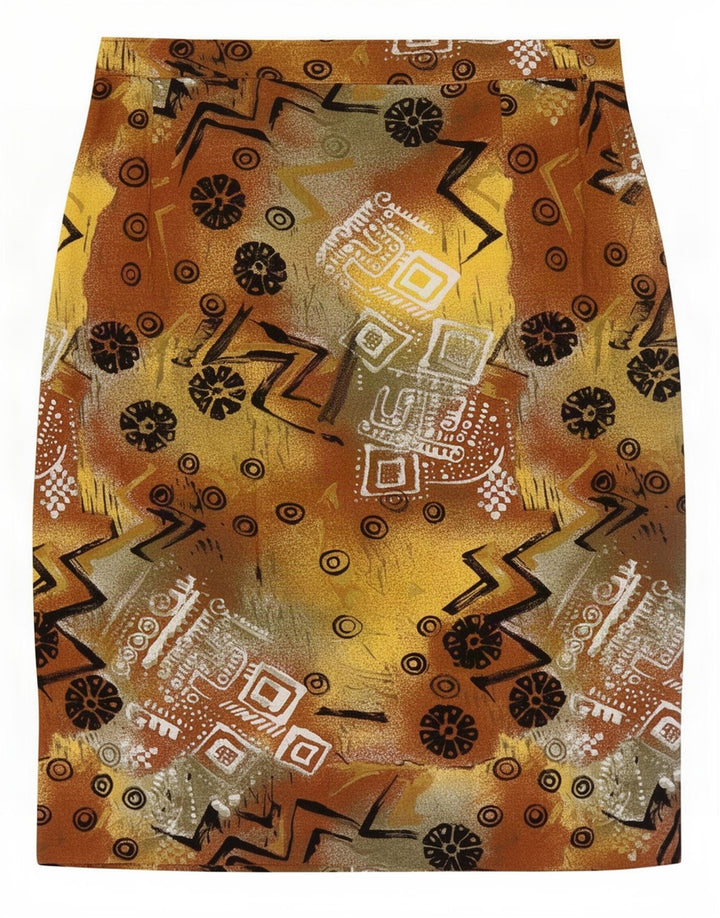 Fusta Dreaptă Damă Vintage Model Abstrac Mare W32 Multicoloră