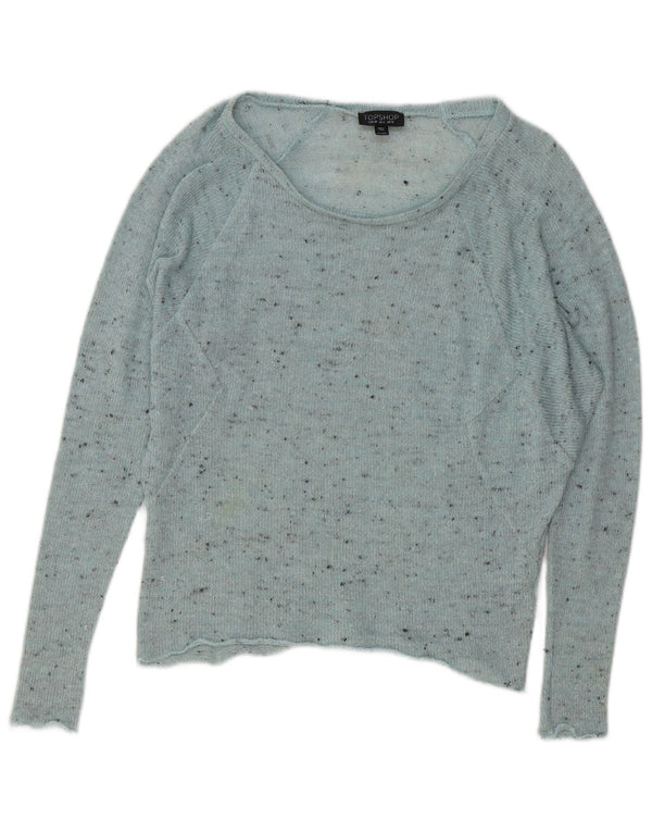 Topshop Pulover supradimensionat pentru femei cu gât de barcă UK 10 Small Blue Flecked